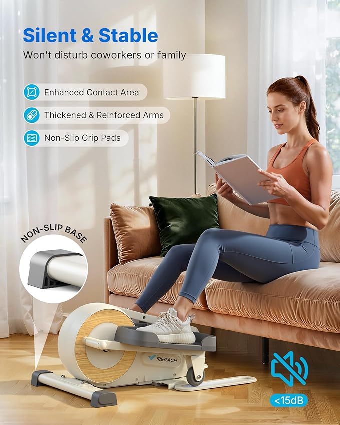 Sitting Under Desk Elliptical Machine, Leg Exerciser While Sitting for Seniors, Seated Pedal Exerciser, Quiet & Portable Pedal Exerciser with 8 Resistance Levels, Work from Home Fitness