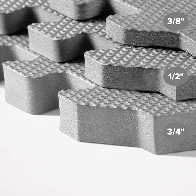 We Sell Mats 3/8" Thick Multipurpose EVA Foam Exercise Floor Mat, Interlocking Tiles, Anti-Fatigue for Home or Gym