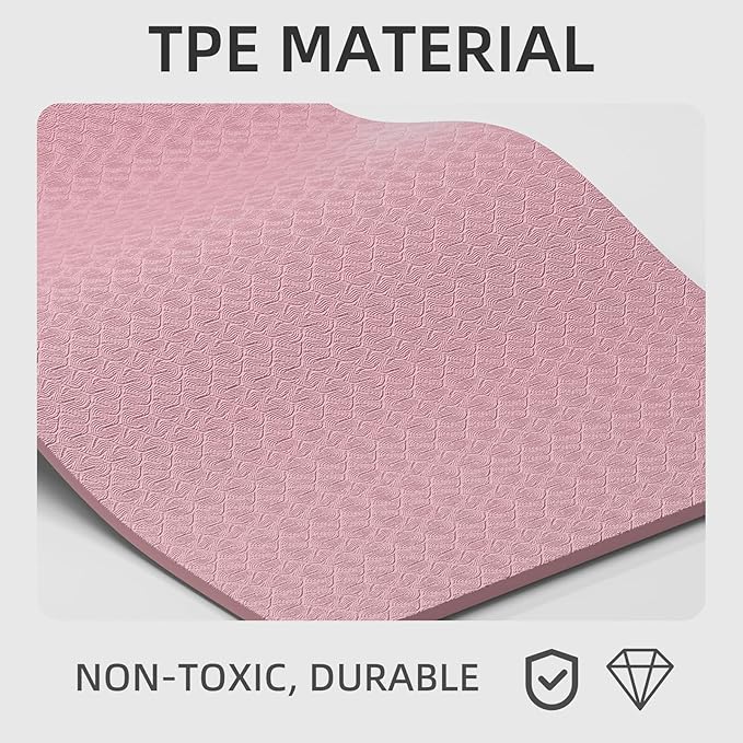 10 mm Yoga Mat 72"x26" TPE Non-Slip Exercise Mat 0.4" Thick, Easy-to-Carry Fitness Mat for Yoga, Pilates & Workout, Professional Mat, Made with Recyclable Material, Durable, Easy to Clean