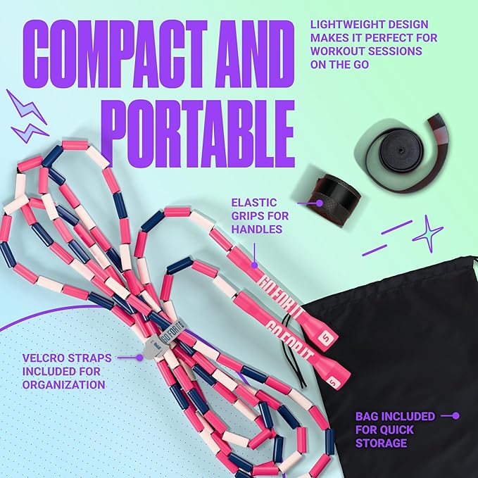 Sportbit Elite Beaded Jump Rope – Adjustable for Kids & Adults, Durable Fitness Skipping Rope for Cardio, Gym, Home & Outdoor Workouts