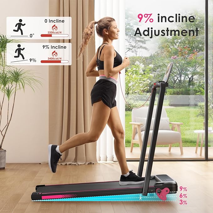 Walking Pad with Incline Portable Treadmill with Handle Bar for Home Office Under Desk Use Small Space Treadmill