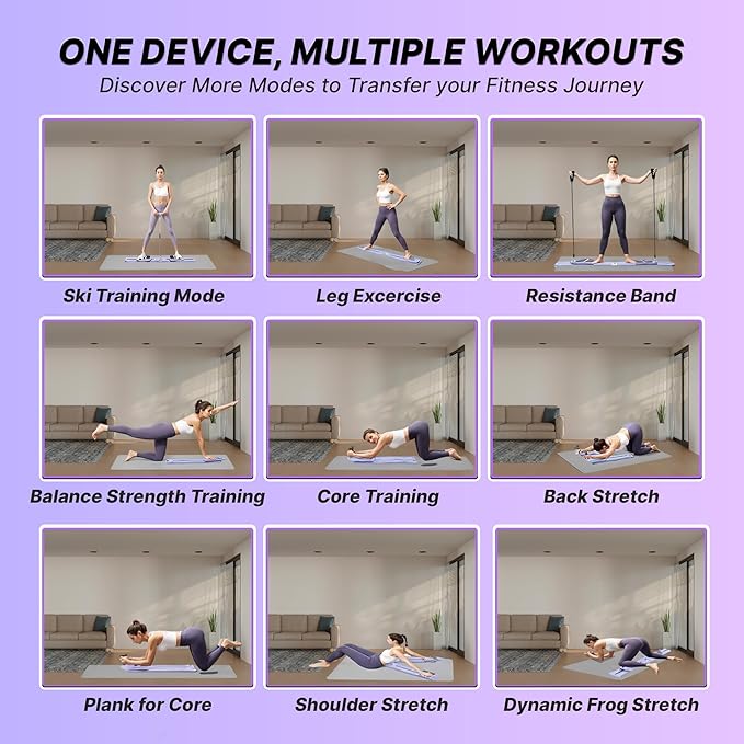Pilates Board 8-in-1 Set by DAZIFIT - Portable Reformer with Resistance Bands, Handles & Non-Slip Socks - Foldable Workout Equipment for Core, Glutes, Legs & Arms - Compact Fitness for Home