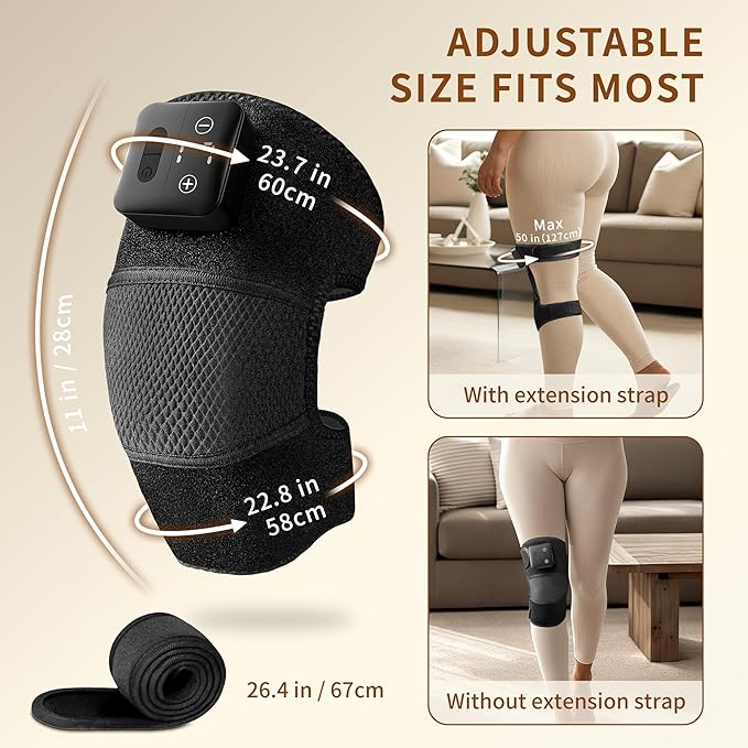 Nekteck Knee Massager with Heat - Cordless Heated Knee Brace with Vibration for Pain Relief, Rechargeable Knee Heating Pad with 5 Heat Levels and 3 Massage Mode, Ideal Gift for Mom Dad