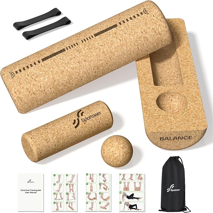 Sportneer Cork Balance Board with Storage Bag – Cork Foot Massage & Balance Trainer Set for Foot Pain Relief, Physical Therapy, Foot Strengthening & Arch Training, Improve Balance & Stability, Boost Ankle Strength