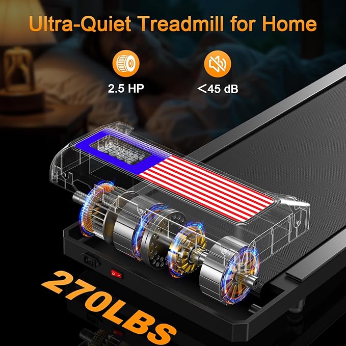 Treadmills for Home Small with 0%-8% Incline and APP Sync, Compact Under Desk Walking Treadmill Pad with Handle Bar Removable, Remote Control and LED Display, 2.5HP