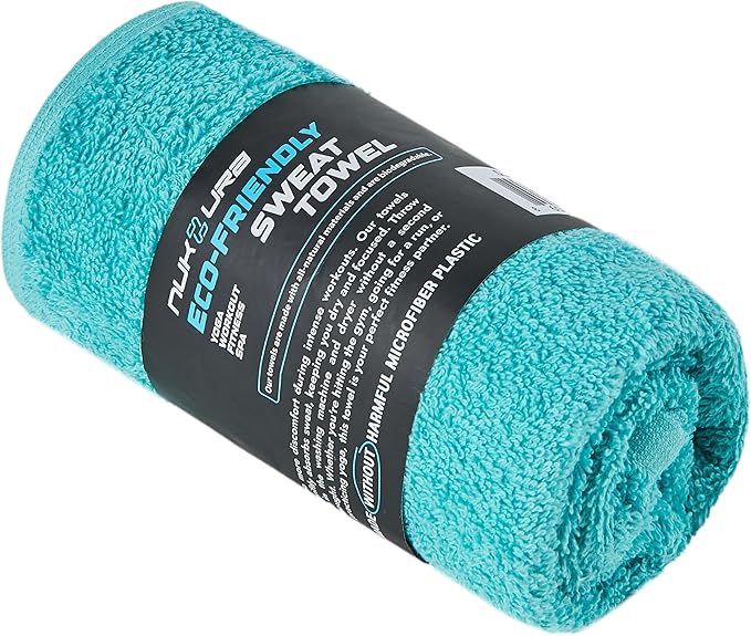 NUKURA 12’’ x 40’’, 450 GSM Sweat Towel, Extra Absorbency 100% Cotton Towel, Running, Neck Towel, Tennis, Camping, Turquoise