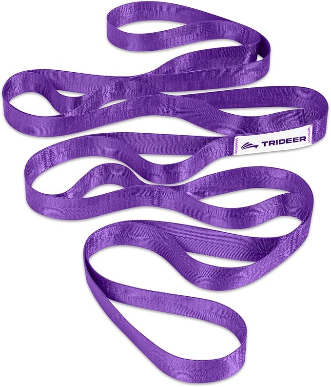 Trideer Stretching Strap for Physical Therapy & Home Rehab, Non-Elastic Yoga Stretch Strap with Loops for Mobility, Yoga & Pilates Stretching