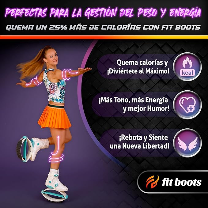 FIT BOOTS for Women Exercise - Premium Moon Shoes for Jumping, Kangaroo Shoes for Training, Cardio & Fun, Joint-Friendly, Rebounder Jumps Boots for Adults & Kids, Bouncy Workout (Women-Pink)