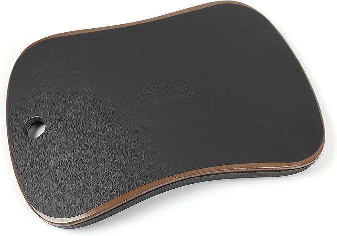 Seville Classics airLIFT Premium Anti Fatigue Wooden Balance Wobble Board Mat w/Massage Points, for Office Standing Desk, Home, Exercise, Therapy, Sports Training, Black, 20"W x 14"D