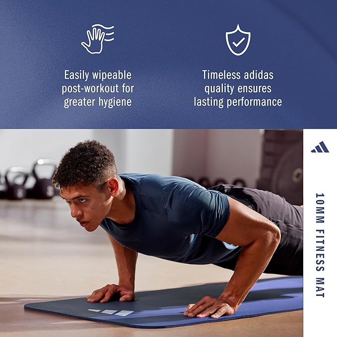 adidas Fitness Mat - Lightweight - Non Slip Yoga Mat, 7mm or 10mm