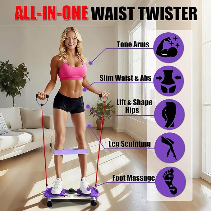 Waist Twister Machine Exercise, Ultra-Quiet Adjustable Ab Twist Board for Exercise with Smart LED Display, 350LBS Capacity, Waist Twisting Fitness Tool, Home Gym Equipment Workout for Women Men