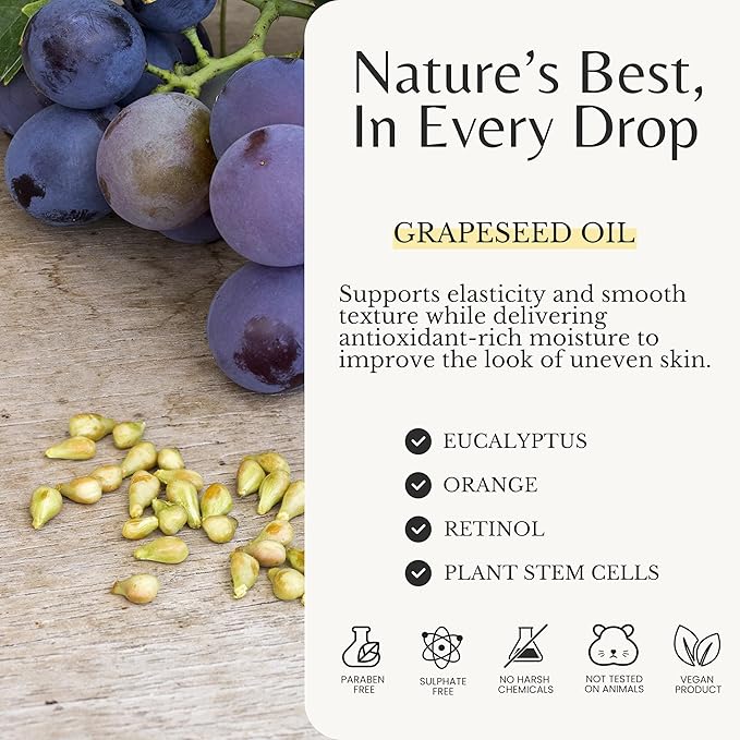 Firming Anti Cellulite Massage Oil, Grapeseed Oil, Caffeine, Plant Stem Cells & Retinol, Supports Tighter, Smoother-Looking Skin on Body, Legs, Thighs & Buttocks, 2-Pack