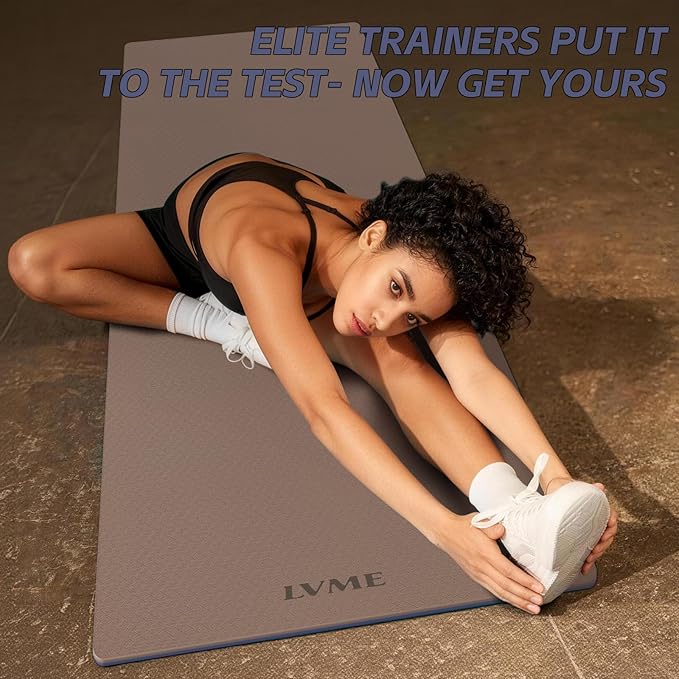 Yoga Mat Non Slip, Anti-Tear 1/4 Thick TPE Yoga Mats for Women and Men, 72"x24" Exercise & Fitness Mat with Carrying Strap, Workout Mats for Yoga, Pilates and Floor Exercise