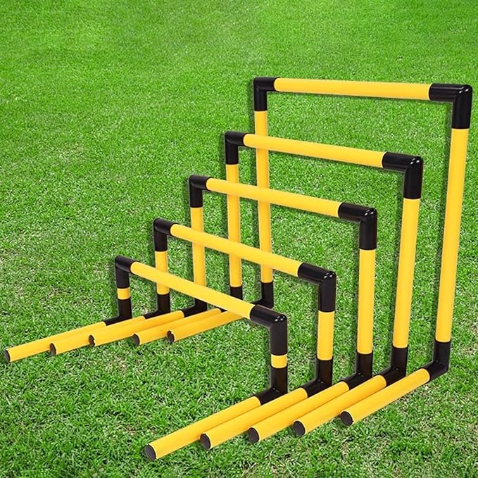 Portable Hurdles Training Equipment 5 Pack, PVC Pipe Agility Training Hurdles Sport Squad Speed Hurdles Set Obstacle Training Track and Field Hurdle (Color : Yellow)