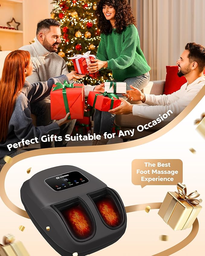 Shiatsu Foot Massager with Heat & Remote - 2026 Upgraded Deep Kneading Massage for Plantar Fasciitis, Neuropathy & Tired Feet | Fits Up to Size 14 | Perfect Gifts