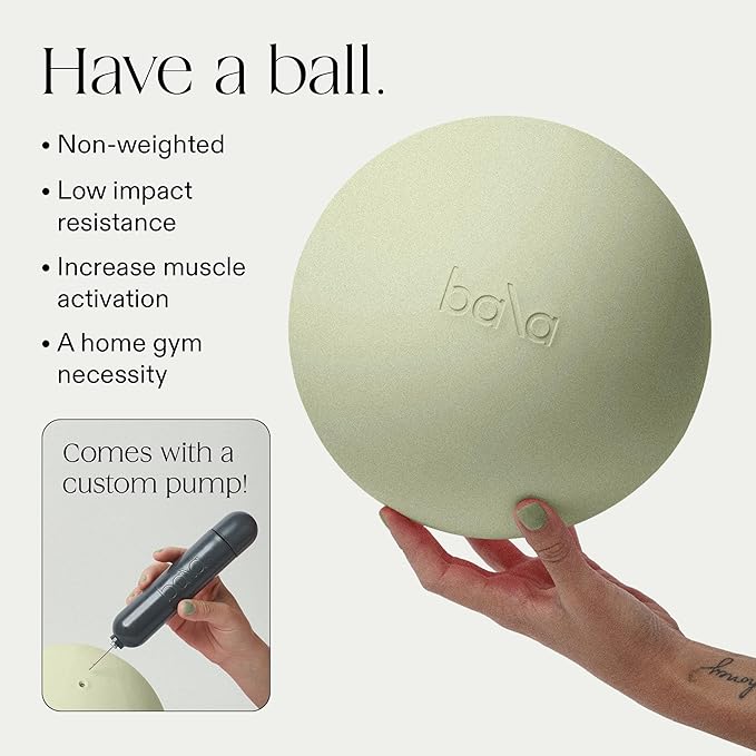 Bala Pilates Ball, Non-Weighted Exercise Ball - Small 8" Yoga Ball for Barre, Stretching, Strength & Core Training - Workout Accessory with Mini Pump for Home Gym & Fitness Routines - 100% PVC