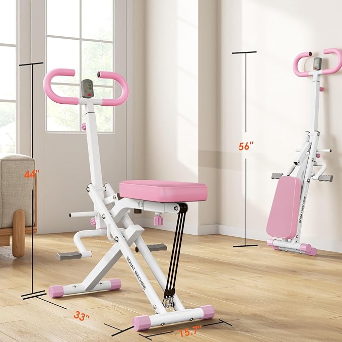 Squat Machine for Home Gym, Squat Rowing Machine with Adjustable Resistance and Optional Full Motion, Squat Assist Trainer for Glutes