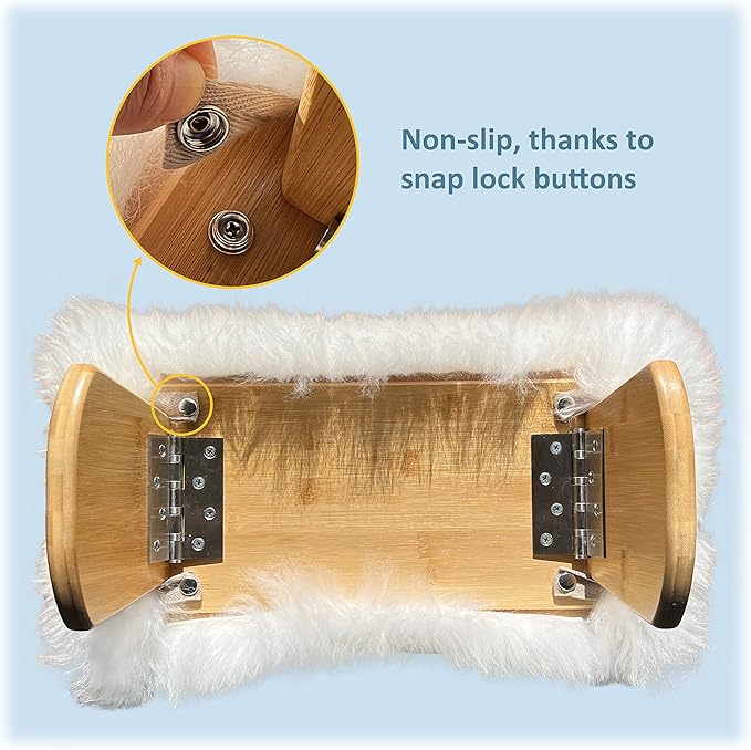 Meditation Bench Luxury Genuine Sheepskin Seat Cover meditate deeper & longer in pure comfort - mindful prayer kneeler - unique ergonomic design supports back and knees to bring health & wellbeing