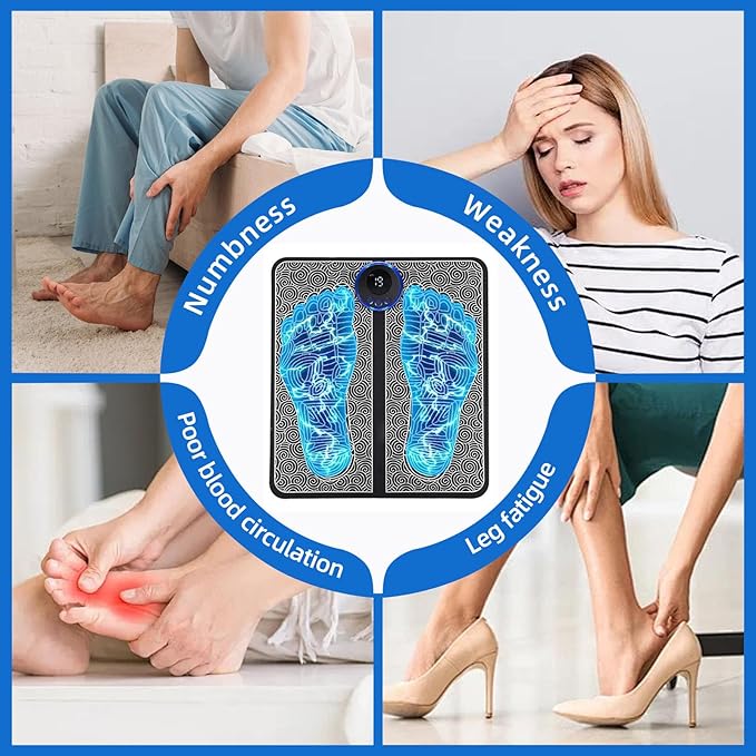 Ornaxis EMS Foot Massager Mat for Relaxes Muscles, Foot Plate Muscle Stimulator with Remote Control, 8 Massage Modes, 19 Intensity Levels, USB Rechargeable