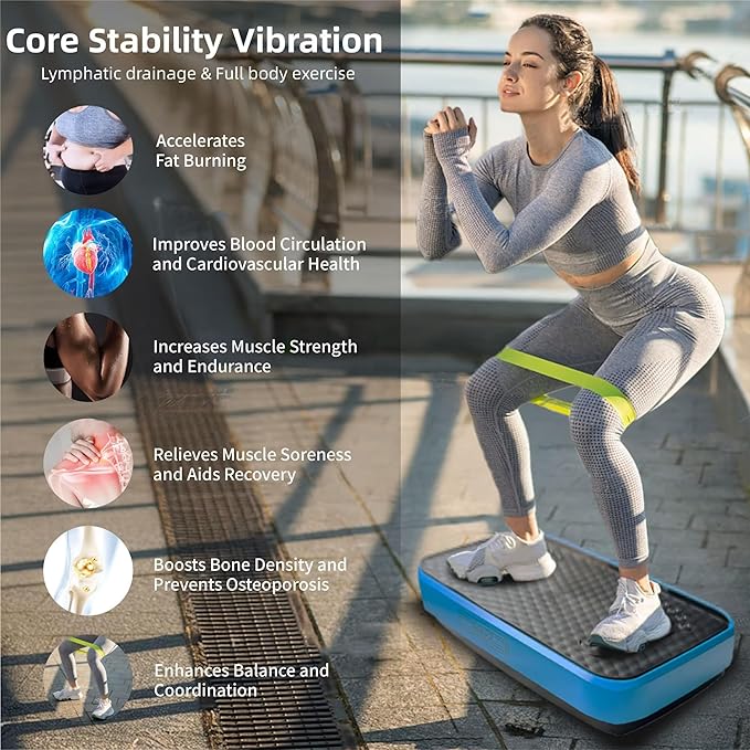 Vibration Plate Machine with Resistance Bands and Remote Control 125 Speed Levels 450LB Capacity Whole Body Oscillating Platform for Home Use