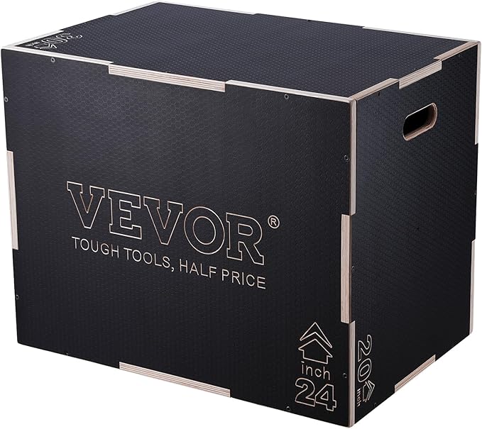 VEVOR 3 in 1 Plyometric Jump Box, Easy-to-Assemble Wood Plyo Box for Jumping Trainers, Home Gym Training and Conditioning