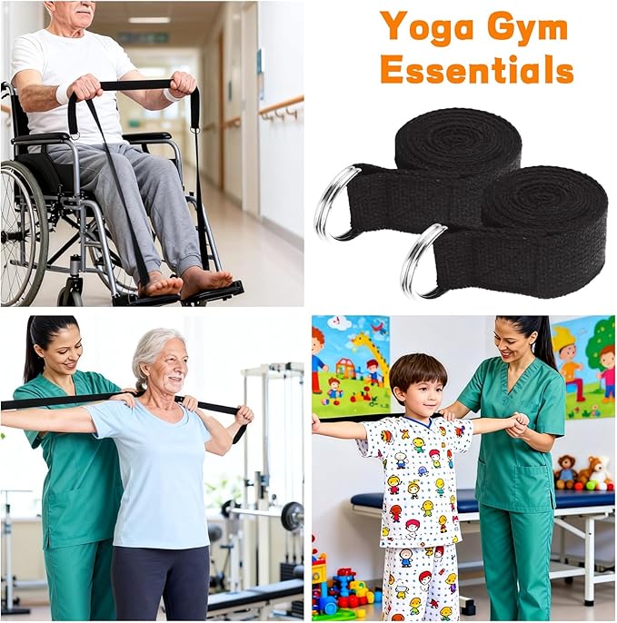 LANIAKEA 24PCS Yoga Strap for Stretching 6ft Exercise Adjustable Straps Yoga Belt with Adjustable D Ring Buckle for Pilates Gym Workouts Fitness Improves Sitting Posture
