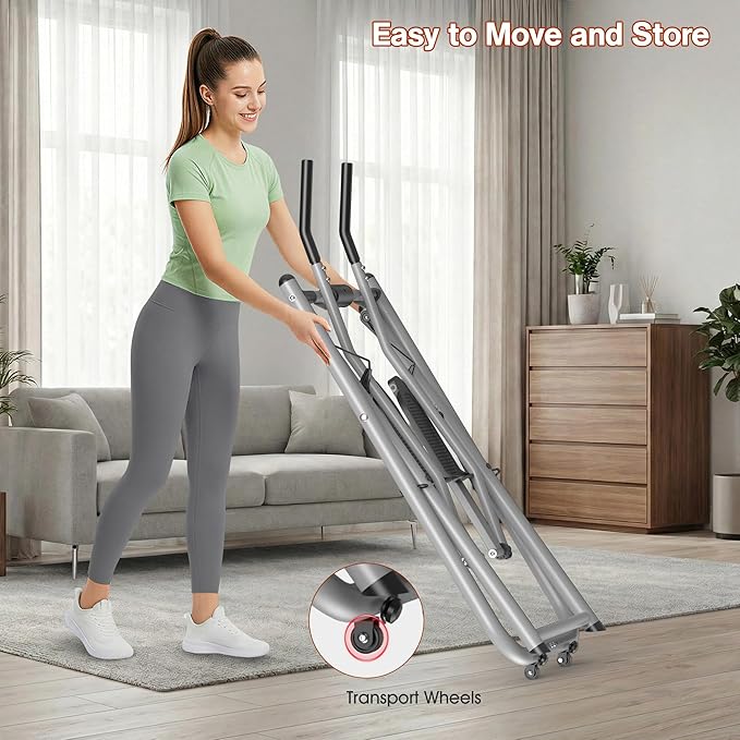 Air Walk Elliptical Glider Machine - 600LBS Capacity, Fully Assembled Low-Impact Design for Home Gym Cross-Training Arm & Leg Cardio Workout-New Version