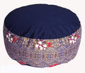 Meditation Cushion Zafu Pillow - Buckwheat and Kapok Fill - Indochine Blue Floral