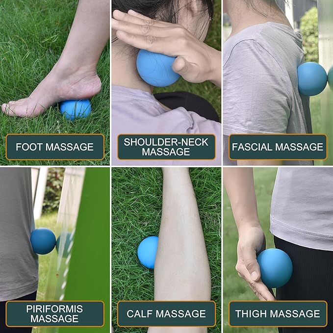 Massage Lacrosse Balls for Myofascial Release,Yoga Deep Tissue Massage,Trigger Point Therapy and Foot Plantar Fasciitis,Muscle Soreness Massager Ball (2Pack,Orange and Grey)