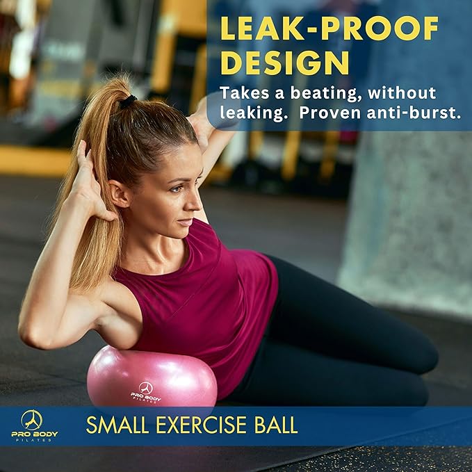 ProBody Pilates Small Exercise Ball with Pump - 9 Inch Workout Ball for Stability, Barre, Yoga, Core & Physical Therapy