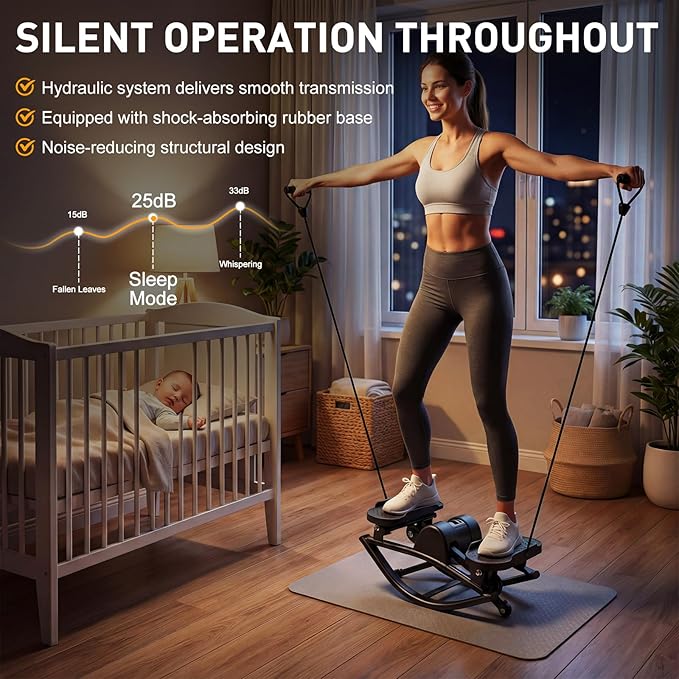 Rock Stepper Side-to-Side Lateral Rocking Fitness Stepper for Women, Rock and Roll Stepper Exercise Rocker with Digital Monitor & Resistance Bands,Step Rocker Machine for Home Workout