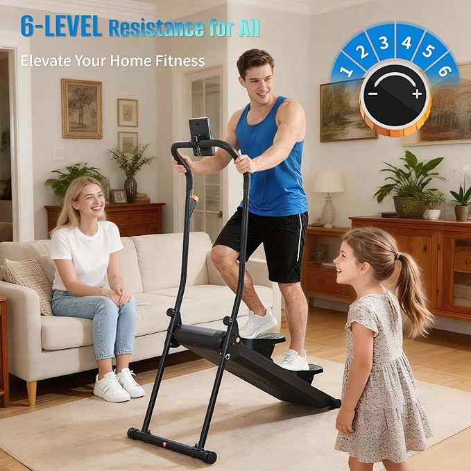 HXD-ERGO Stair Stepper, Upgrade 6-Level Resistance Stair Master with Adjustable Handlebar, Folding Stair Climber Workout Machine