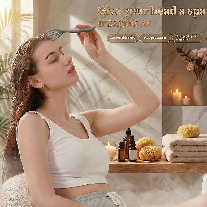 Scalp Massager & Gua Sha Tool Set - Manual Head Massager, Massage Comb for Relaxation & Stress Relief (Pink & Pink)
