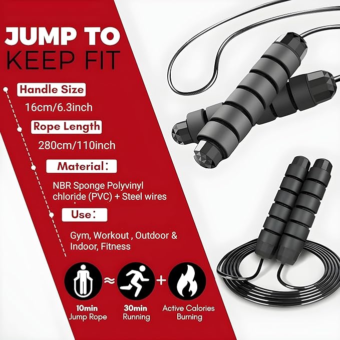 Jump Rope - Tangle-Free Rapid Speed with Ball Bearings -jump Rope for Men, Women, Kids and Adults – Home Exercise and Slim Body Adjustable Speed Jump Ropes for Fitness at Home Gym Workout