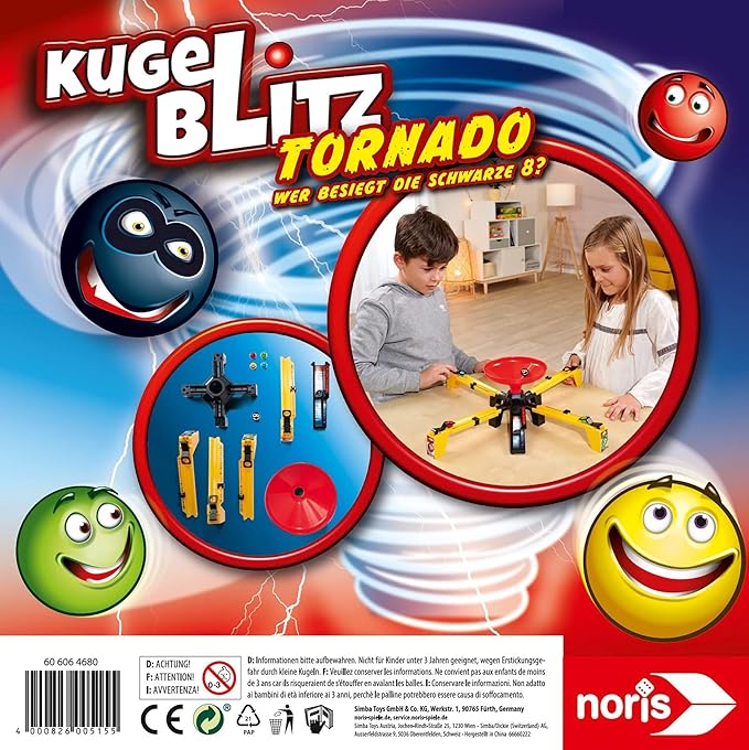 Tornado 606064680 Ball Flash Children's Game from 5 Years - Action-Packed Reaction Game for the Whole Family - for 2-4 Players, Black
