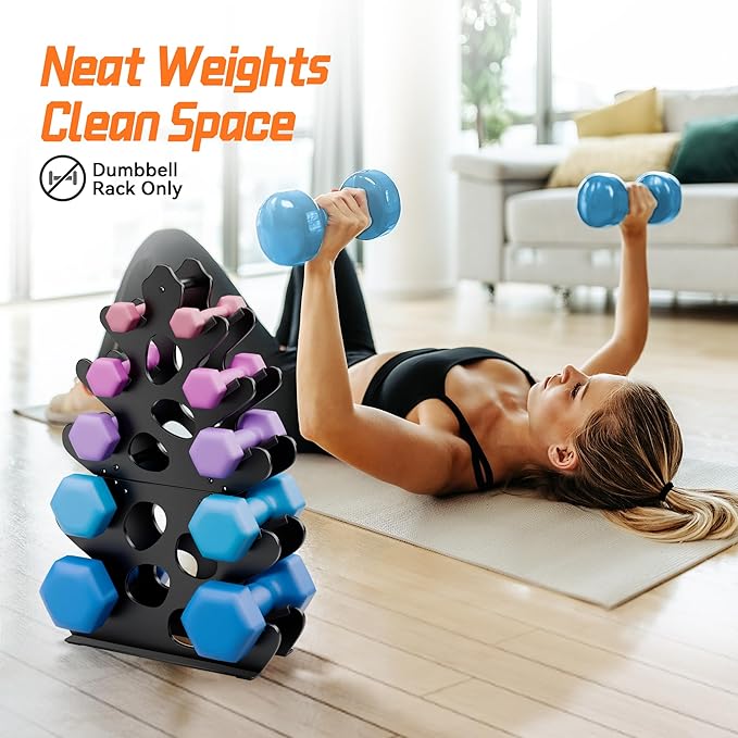 4 Tier Dumbbell Rack, Weight Rack For Home Gym, Dumbbell Stand for Free Weights