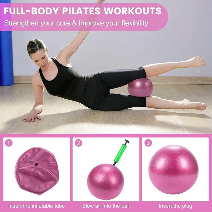 Pilates Ring Circle Fitness Set 17 pcs Equipment Accessories Workouts Includes Pilates Ball Magic Circle Yoga Ring Knee Pads and Resistance Bands for Women Set Gift for Women Weight Loss
