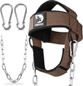 DMoose Fitness Neck Harness for Weight Lifting - Soft Padded Head & Chin Strap with 30" Heavy Duty Steel Chain - Neck Exerciser, Trainer & Strengthener to Support Injury Recovery and Intense Workouts