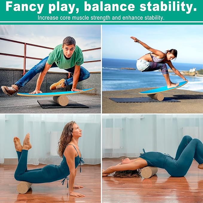 Balance Boards for Adults,Balance Trainer - Wooden Balance Board,Surface anti-slip treatment Including Roller,Half Ball And Balance Ball