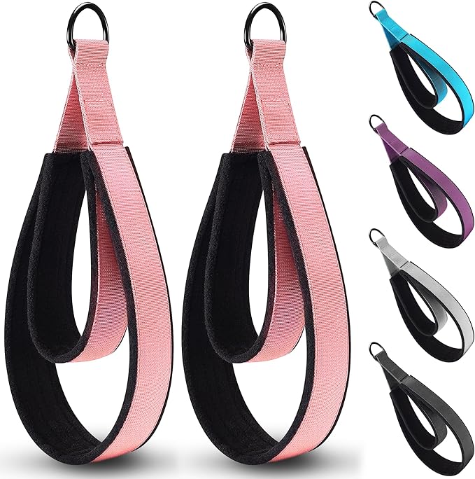 2PCS Comfortable Enhanced Thickness Pilates Double Loop Strap - D-Ring Strap for Home Gym & Yoga Workout Accessories