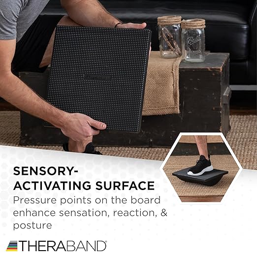 THERABAND Rocker Board Stability and Balance Trainer, Lateral Wobble Board, Core Strength Balance Board for Adults, Physical Therapy, Agility Training, Compact Non-Slip Design