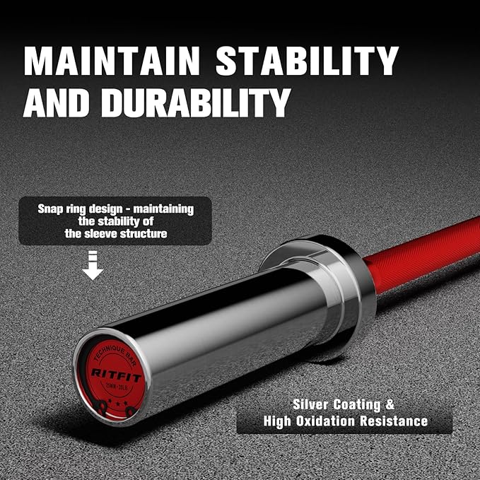 RITFIT Olympic Barbell 4ft/6ft - 2 Inch Weight Bar for Strength Training, Weightlifting, Squat, Deadlift, Bench Press, Curl, Overhead Press - 350lbs/500lbs Capacity