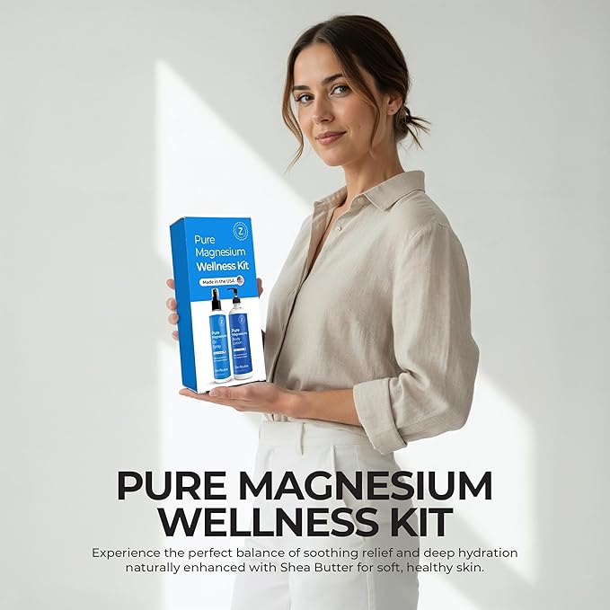 Zen Routine Magnesium Spray + Lotion Set for Sleep, Leg Cramps & Muscle Recovery – Unscented, Non-Greasy, Less Itch – Feet, Skin Friendly, Extra Soothing — Made in USA