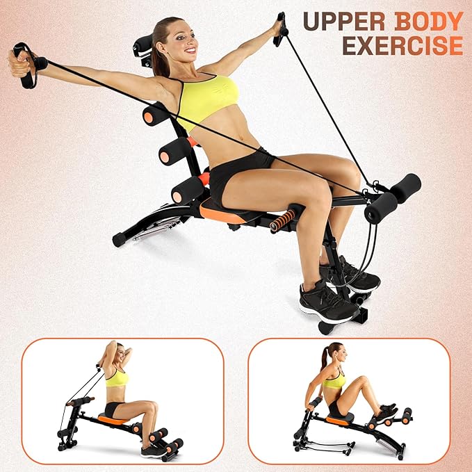 Ab Machine, Adjustable Ab Workout Equipment at Home Gym, Foldable Ab Trainer Machine for Core Strength Training with LCD Display