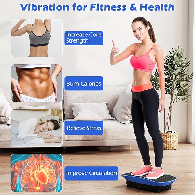 Goplus Vibration Plate Exercise Machine, Vibrating Platform for Lymphatic Drainage w/Remote, LED Display, Home Workout Full Body Shake Board for Weight Loss
