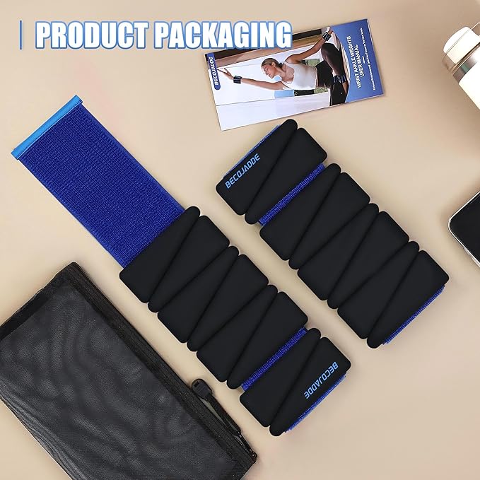 Ankle Weights for Women Wrist Weights Set of 2 (1 lb/2 lb Each) Adjustable Arm Leg Weight for Womens Men Suitable for Walking Swimming Running Pilates Yoga Gym