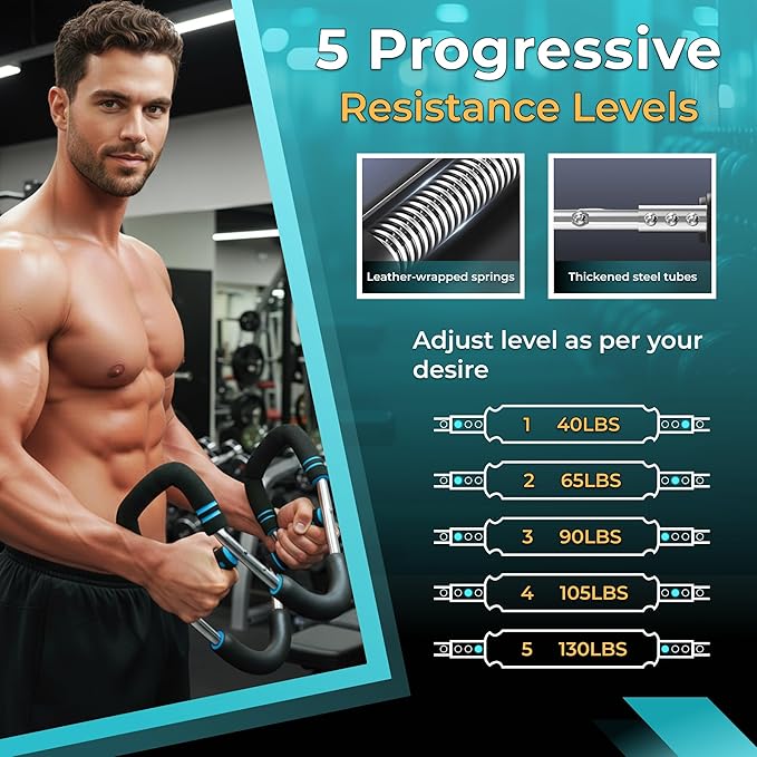 Twister Arm Trainer Adjustable Resistance (30–140 lbs) – Upper Body Strength Trainer for Chest, Arms & Grip, Portable Home Exercise Equipment for Men & Women