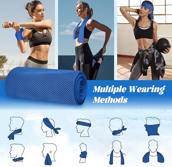 PAWPRO 4 Packs Cooling Towels for Neck and Face(40"x12"), Soft Breathable Cooling Towel with Waterproof Bag & Carabiner,Microfiber Cooling Towels for Yoga, Sport,Gym,Camping (Multicolor-1)