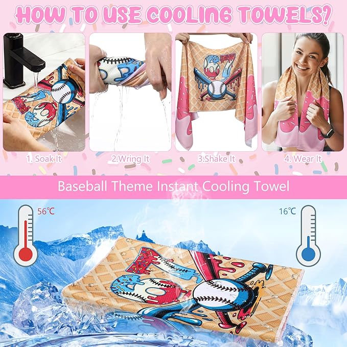 12 Pcs Cooling Towel Baseball Football Basketball Breathable Chilly Softball Soccer Ice Towel, 40"x12" Tennis Microfiber Accessories for Player