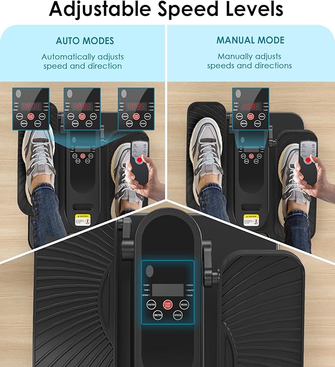 HOMGIM Under Desk Elliptical Machine - Quiet Motorized Leg Exerciser with Smart Remote, 12-Speed Manual Programs Auto/3 Auto Programs LCD Display & Bidirectional Motion for Home/Office